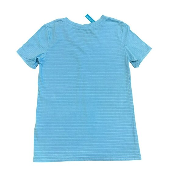 Fresh Produce Turquoise Blue V-Neck Striped T-Shirt XS Cotton Short Sleeve NWT - Picture 4 of 4
